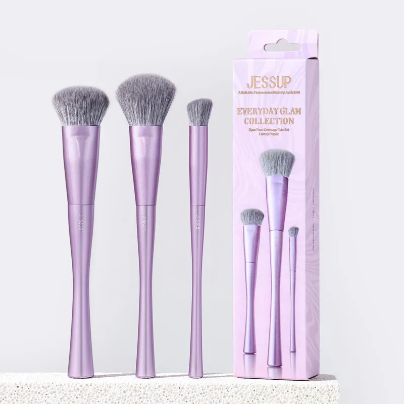 Jessup Makeup Brushes Set 14pcs Professional Vegan Foundation Eyeshadow Contour Powder Blending Brush Kit Luxury Purple T512