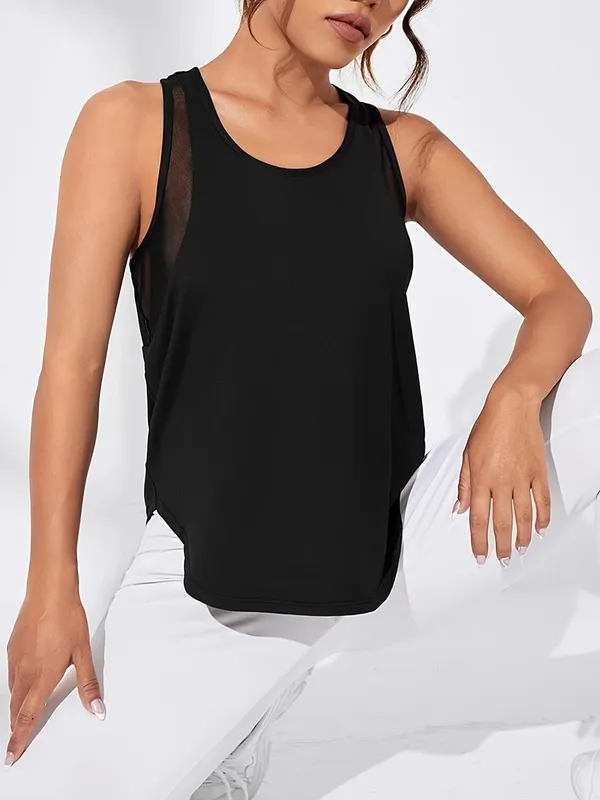 Summer Solid Sleeveless Tops Womens Quick Drying Sports Vest Loose Breathable Soft Gym Outdoor Wear Basic Womans Tank Shirts