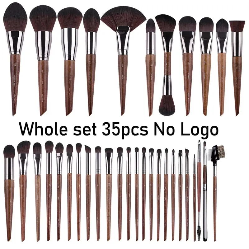 Naturligt træ Øjenmakeup børster hele sæt Pro Crease Øjenskygge Make-up kit smudge highlighter øjenbryn Læbevippebørste praktisk