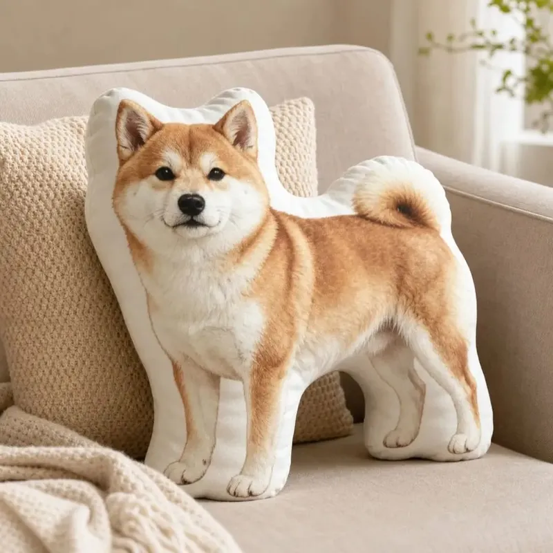 Dog Shaped Pillow Animal Throw Pillow Soft Plush Fabric Decorative Animal Pillow Shiba Dog Cushion Contoured Shape