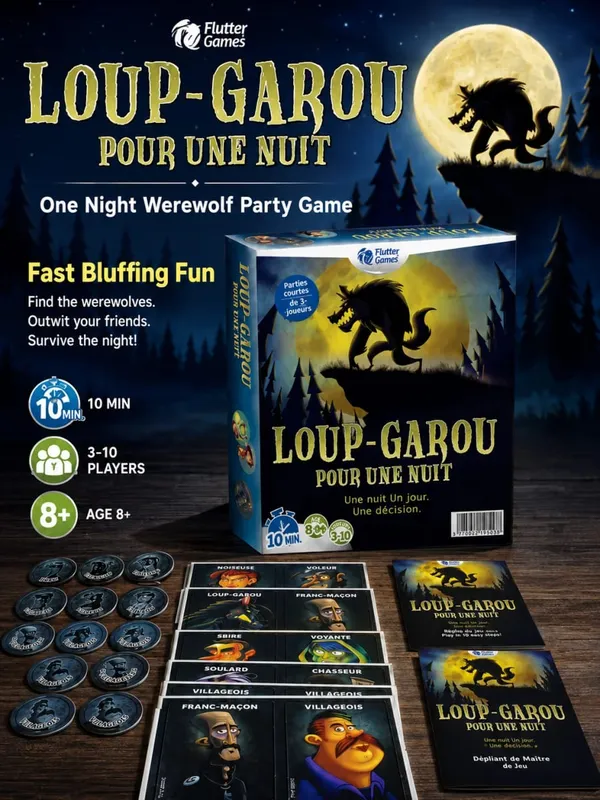 French Language Werewolf Party Card Game Social Deduction Board Game Classic Strategy Role Play Game for Family Friends