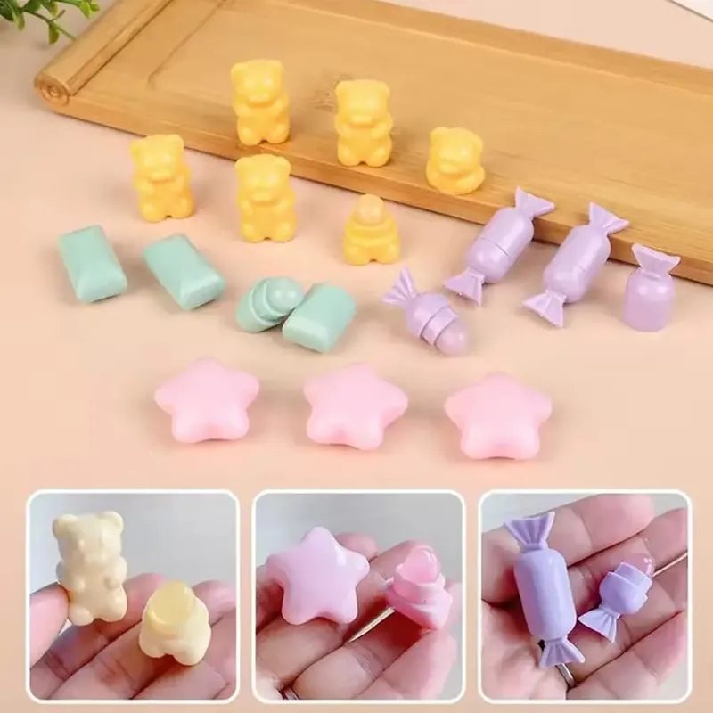 1/4 STK Bærbar tegneserie mini silikone læbebørste Cute Bear vinklede concealer børster Lip Balm Lip Gloss Concealer Make Up børster