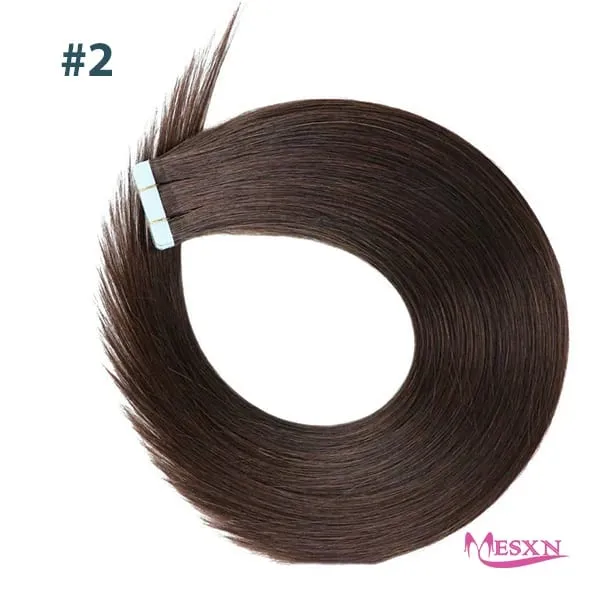 Tape In Hair Extensions 100% Really Human hair Extensions 16"-24" Black Brown Blonde Invisible Can dye For Salon