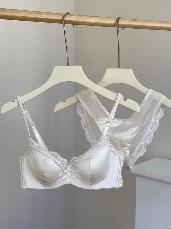Mùa Hè Liền Mạch Ren Bộ Áo Ngực Cho Vòng Ngực Nhỏ Dây Mềm Chống Chảy Xệ Giảm Béo Áo Bralette & Quần Nhẹ Quần Lót bộ