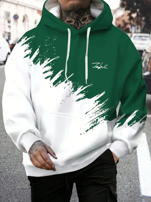 Fashion Gradient Print Men's Hoodies Funny 3D Letter Pattern Oversized Sweatshirts Autumn and Winter Casual Pullover Men Clothes