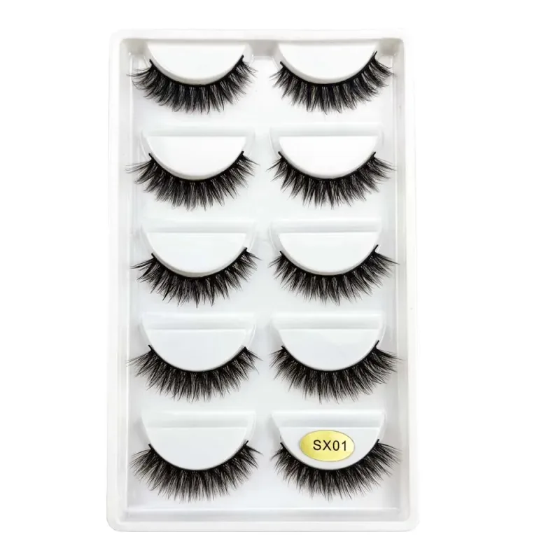 5 Pairs S03 Natural Looking 3D Mink Fake Eyelashes Makeup Tools Fluffy Style Water Mink Fur False Eyelashes for Eye Makeup — image 9