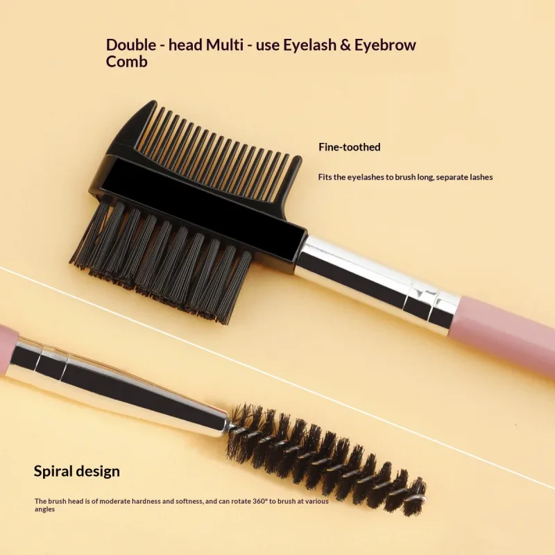 3Pcs Double-Ended Eyebrow Eyelash Brush Set with 3 Different Spoolie Brushes Makeup Grooming Tool