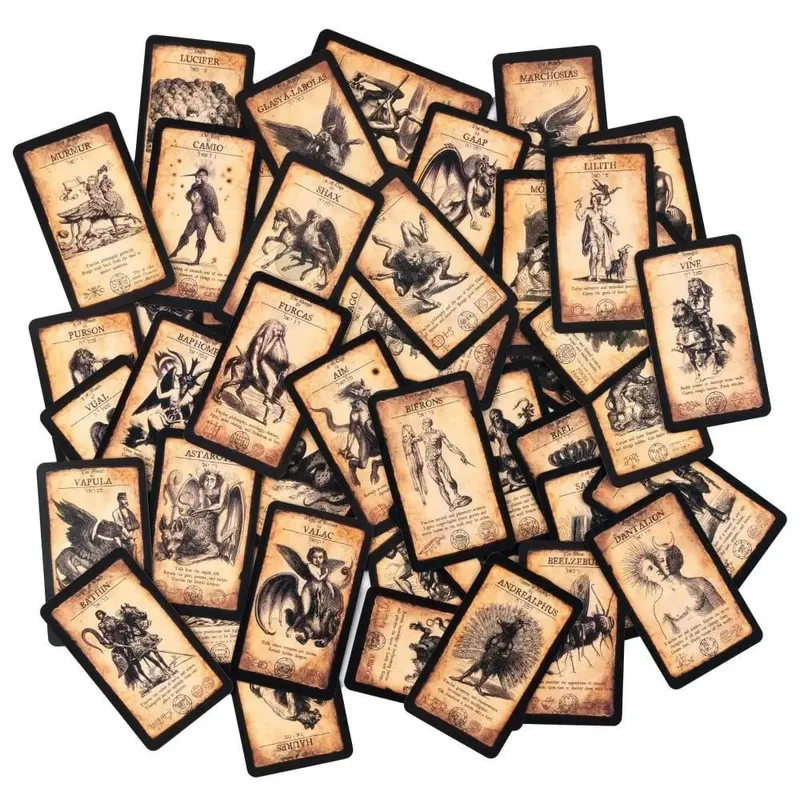 The Demon-Possessed Tarot Cards - Goetia Occult Divination Deck - 10.3*6cm 78 Vintage Gothic Demonology Tarot