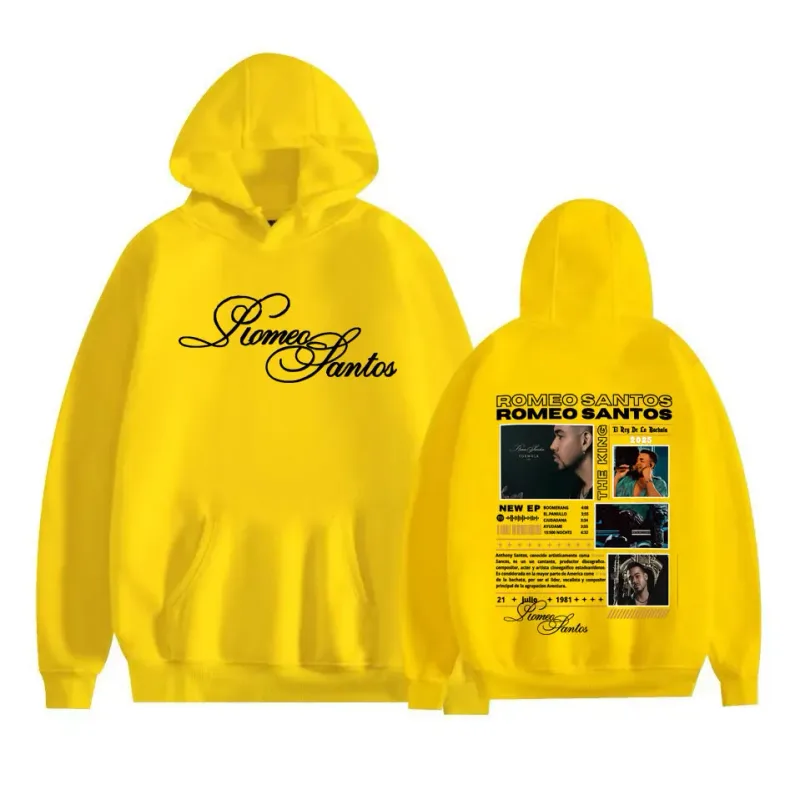 Rapper Romeo Santos The King Tormula Tour 2025 Graphic Hooded Sweatshirts for Men Women Fashion Hip Hop Streetwear Pullover Tops