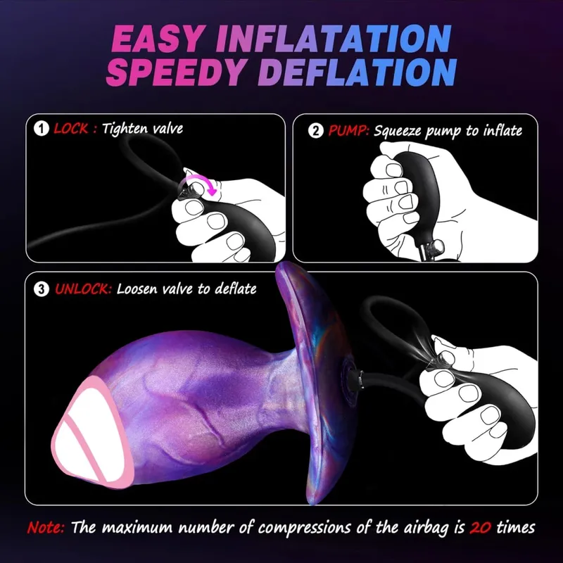 Large Inflatable Anal Plug Silicone Magnetic Air Pump Wearable Butt Plug G-Spot Prostate Massage Penis Sex Toys For Women Men