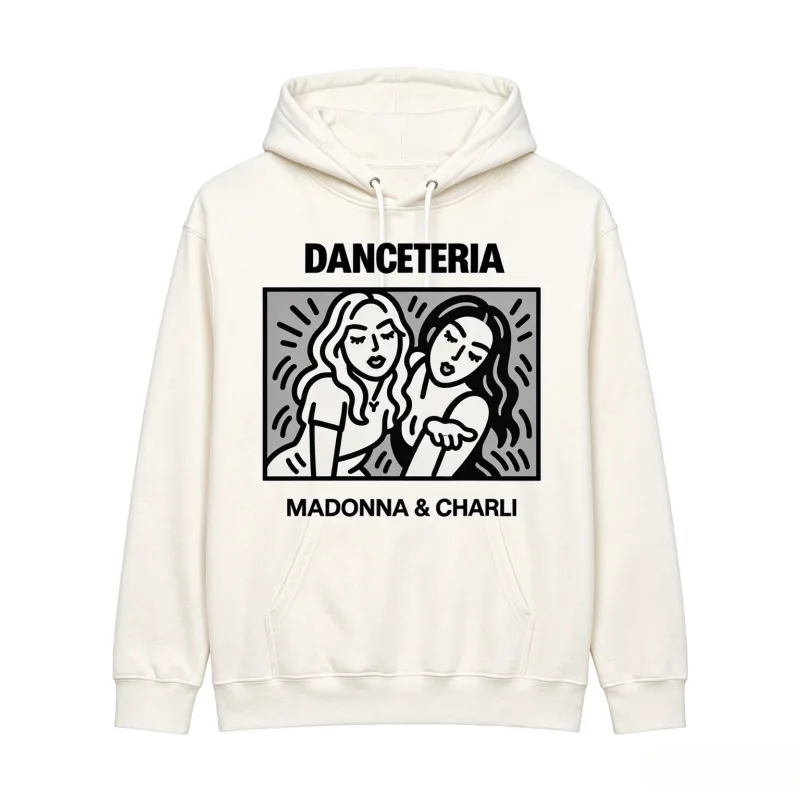 2026 Madonna Charli XCX Danceteria Hoodie Line Art Grafiskt tryck Unisex tröja Huvtröja Popmusik Fan Casual Toppar