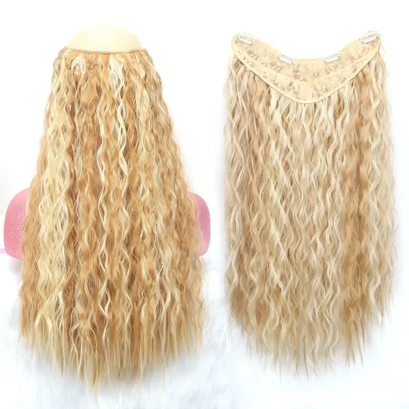 Synthetic Curly Hair Extensions Clip in One Piece 4Clips Deep Wave Long Hairpieces for Women Daily Use Party Hair Accessory