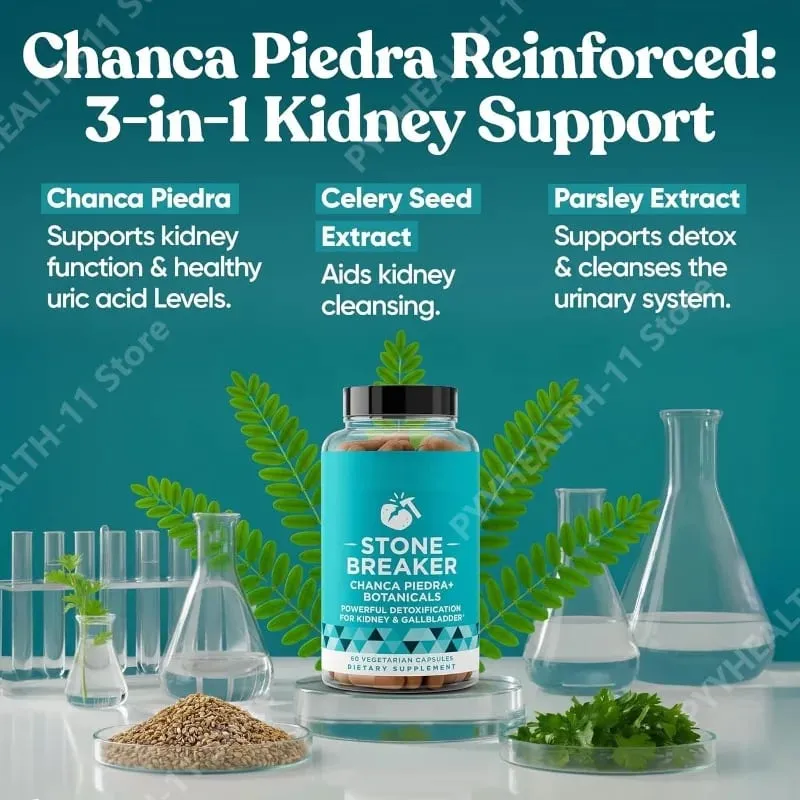 Chanca Piedra Stone Breaker with Celery Seed & Parsley Daily for Kidney Gallbladder Detox Support 60 Vegetarian Capsules