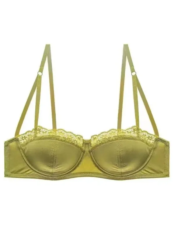 Sexy French Lace Gathered Cup Bra Set Semi Cup Design For Petite Women Lightweight Breathable Comfort Lingerie Set Sizes 32-38 — image 14