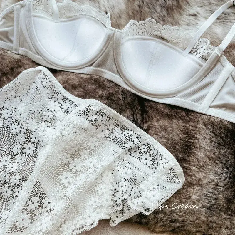 Women Half‑Cup Lace Underwire Bra Set Thin Sexy Minimizer Bra Push Up Anti‑Sag Side Support Hide Armpit Fat Ladies Lingerie S-XL — image 7