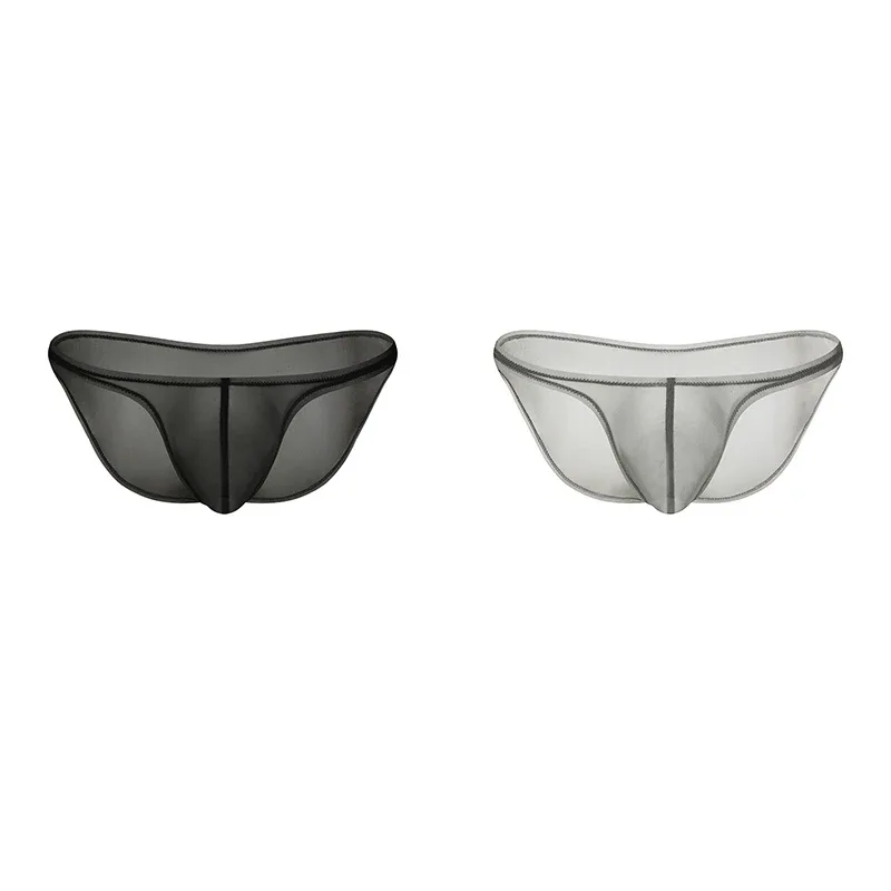 Sous-vêtements pour hommes, culotte triangulaire transparente en soie glacée délicate, slip taille basse de personnalité — image 19