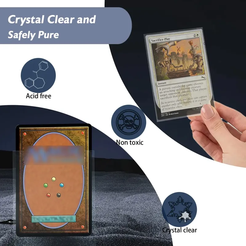 Pochettes intérieures transparentes pour cartes, taille Standard, parfaites pour les pochettes doubles 64x89mm TCG, protecteur de cartes pour MTG, 200 pièces