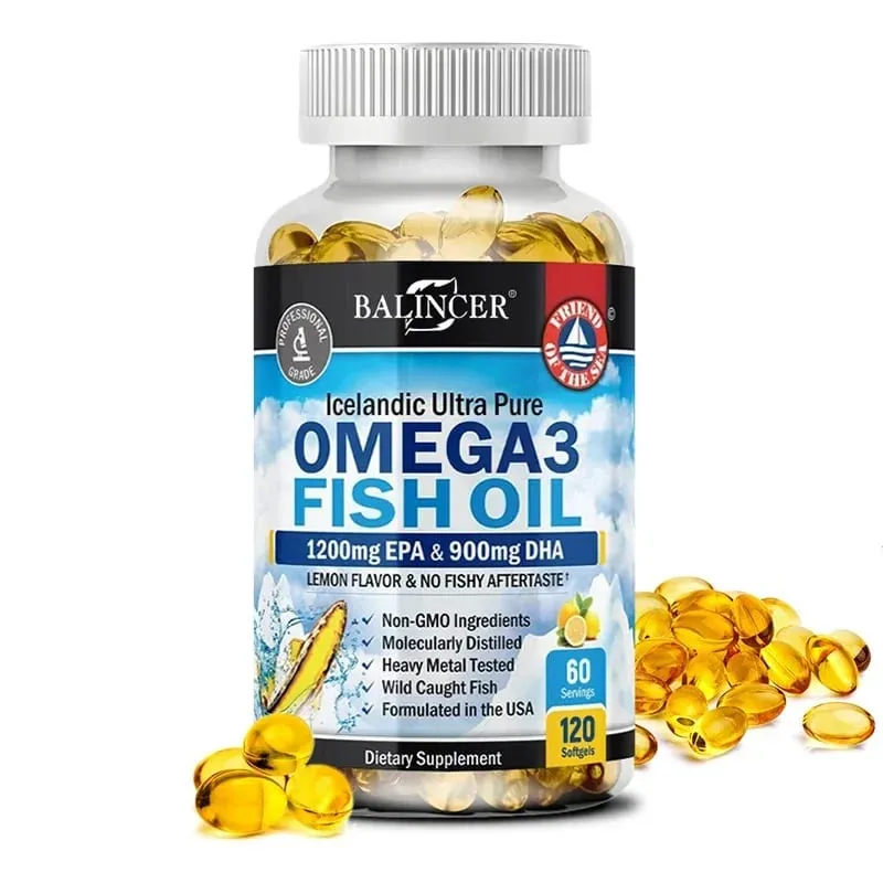 Fish Oil Omega 3 Contains EPA 1200mg & DHA 900mg - for Joints Eyes Cognitive Supplement Non-GMO Gluten Free