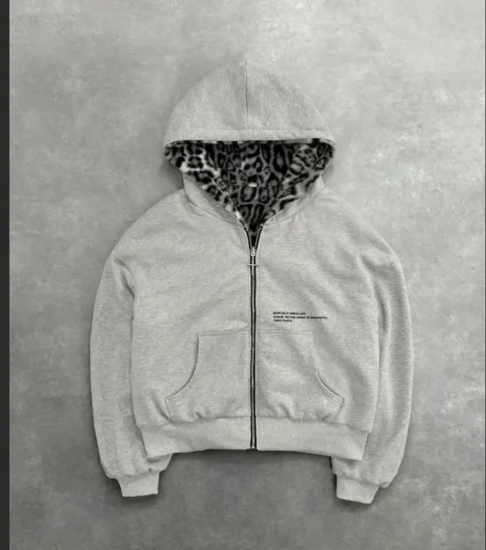 American Retro Rock Gothic Graphic Fur Collar Loose Zipper Sweatshirt Men's Y2K New Harajuku Punk Casual Joker Hoodie Streetwear — image 17