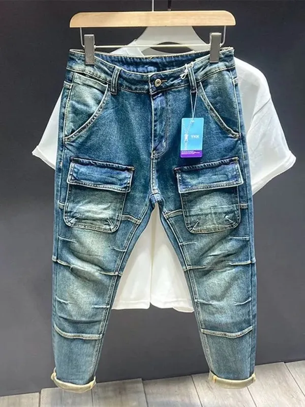 Spring and Autumn New Fashionable Solid Color American Retro Straight leg Jeans for Men's Casual Sports High quality Jeans 28-36 — image 2