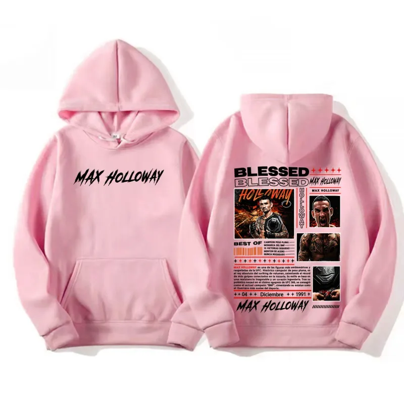 Max Holloway Blessed Vintage Graphic Hoodies Men Women Fashion Violence Aesthetic Sweatshirt Casual High Quality Pullovers Hoody