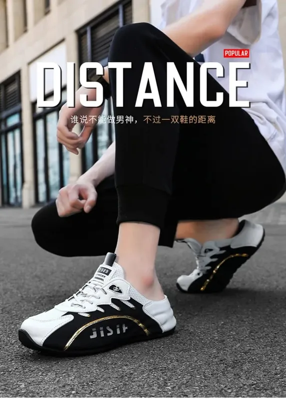 39-48large-size Mesh Breathable Baotou Slipper Fashion High Quality Leather Leisure Men Shoes Trend Flat Sneakers Zapatos Hombre