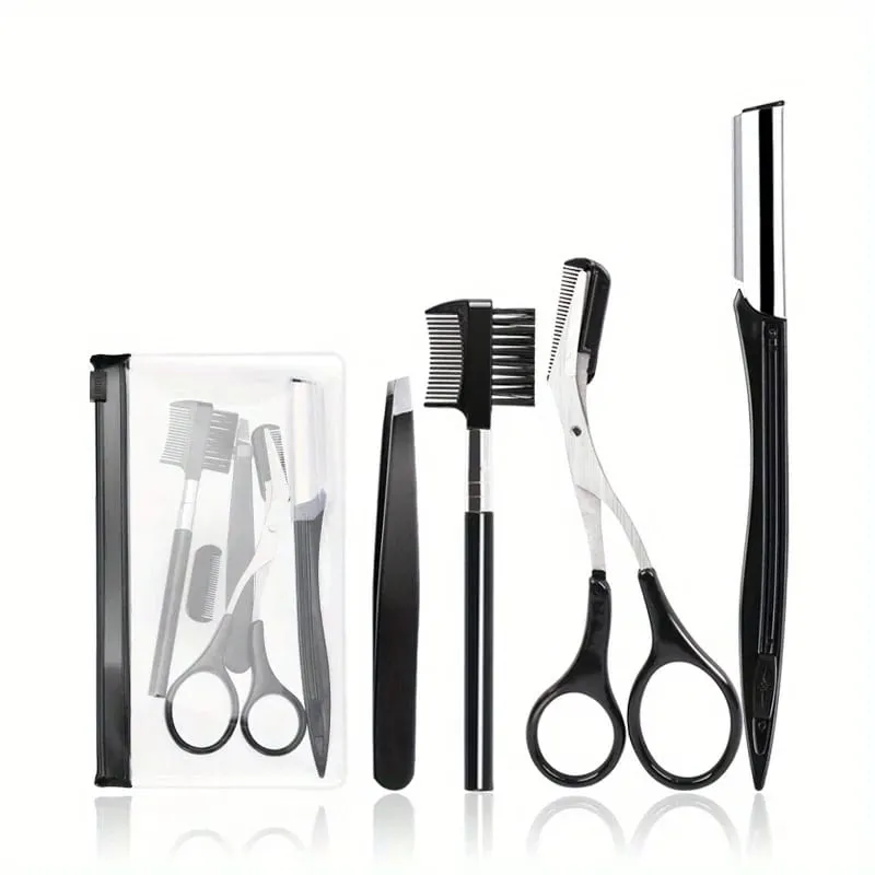 3/4/5/11/12pcs Eyebrow Trimmer Set Scissors Tweezers Eyebrow Razor Scraping Eyebrow Comb Razor Eyebrow Clip Makeup Tools