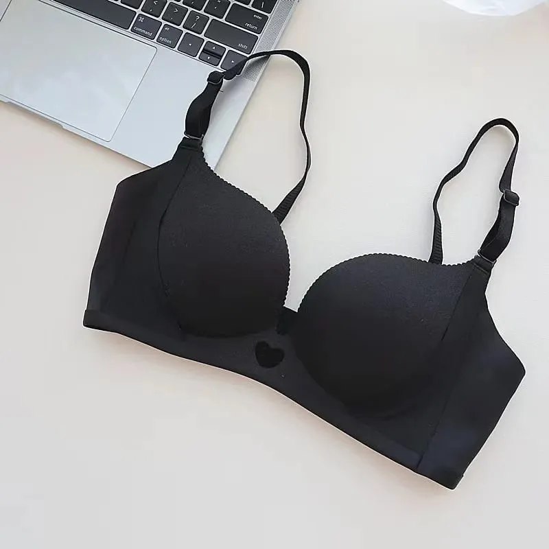 Sexy Heart-Shaped Hollow-Out Push-Up Lingerie Set Seamless Anti-Sagging Small Breast Gathering Without Underwire Bra Set