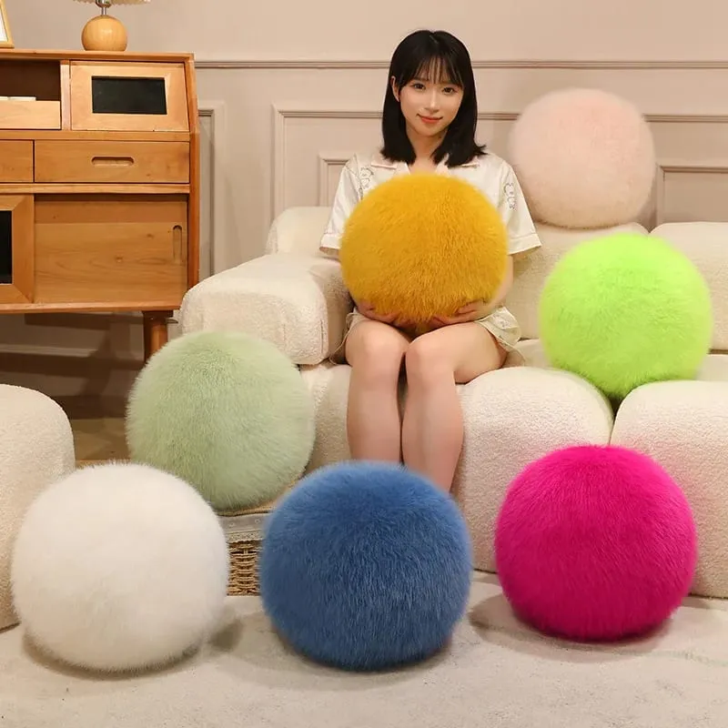 30cm Long Plush Fluffy Round Plush Pillow Cartoon Ball Pillow Accompany Stuffed Pillow Car Home Sofa Decor Plush Cushion — image 2