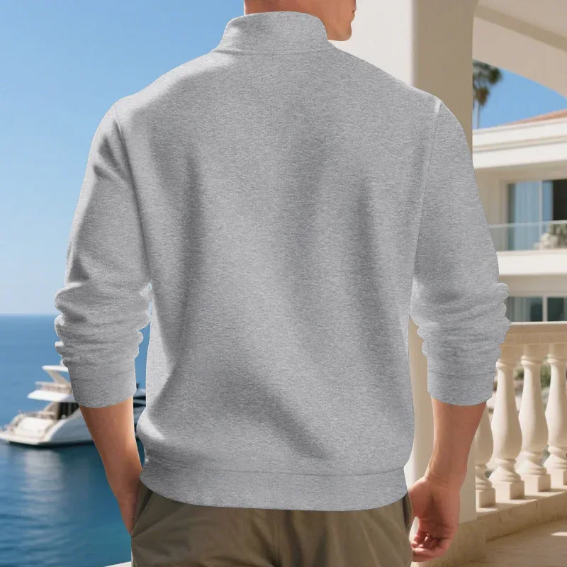 2026 New Fleece Lined Half Zip Sweatshirt for Men, Autumn Winter Solid Color Plus Size Casual Pullover Hoodie Daily Leisure Wear