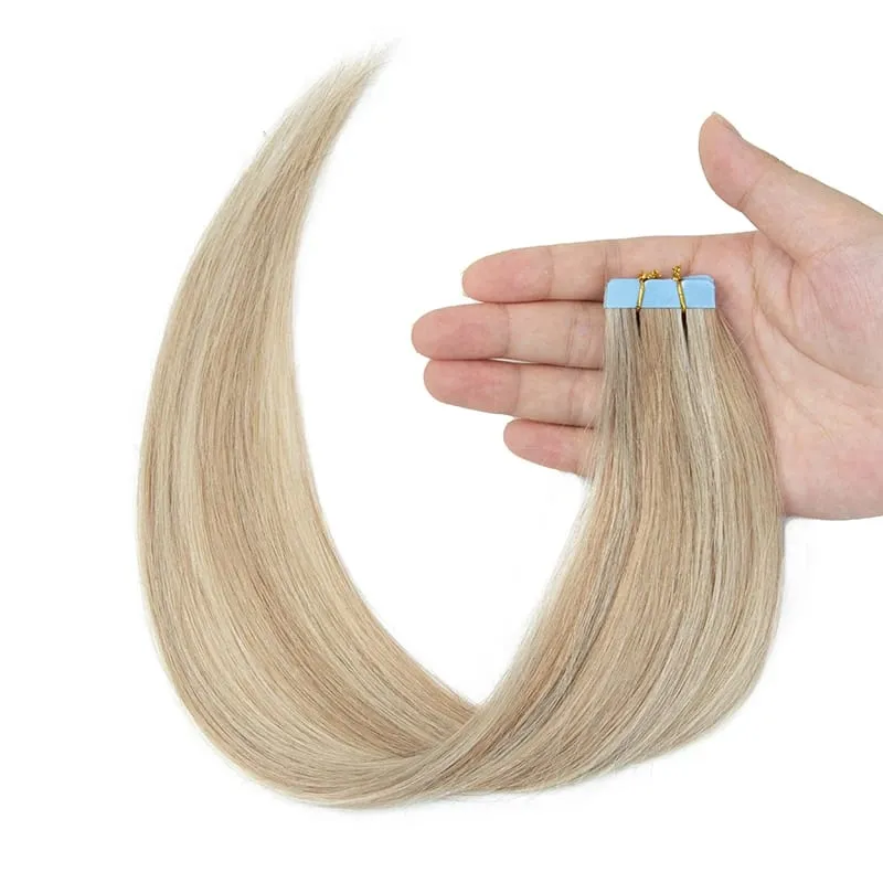 Mini Tape In Human Hair Extensions Skin Weft Machine Remy Natural Tape In Extensions 10pcs For Side Hair Tape On 12-24 Inch