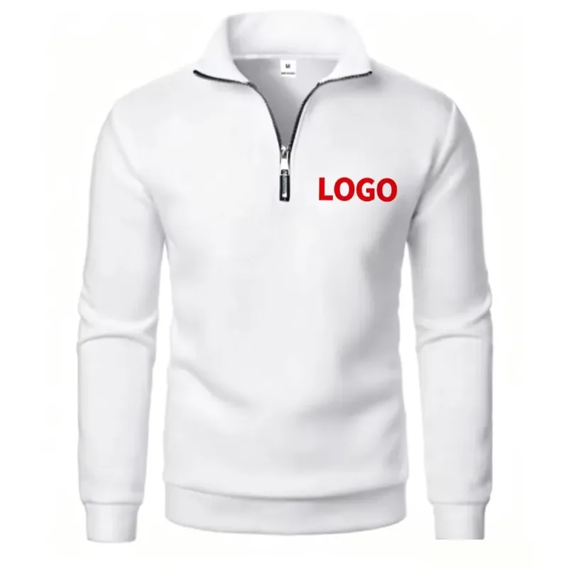 Free customization of men's spring and autumn new casual half-chain stand-up collar cardigan the trend of simple and loose over