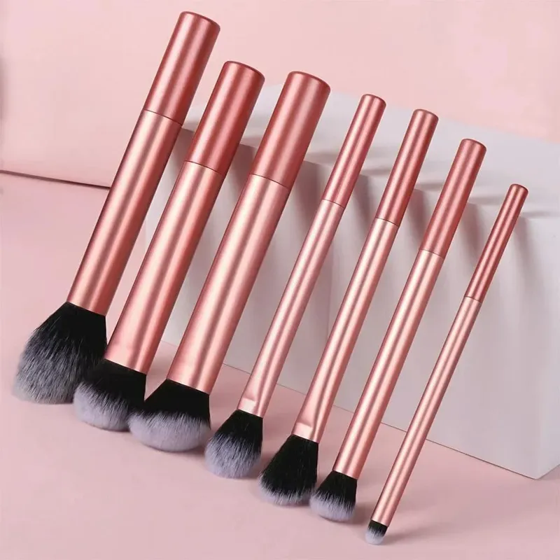 10pcs Pink Makeup Brush Set for Beginners Mini Portable Foundation Eyeshadow Brushes with Crystal Handle Includes Brush Pouch