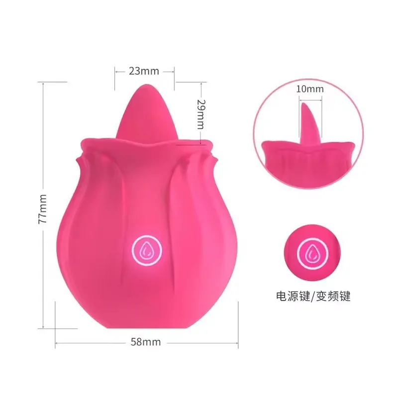 Rose Tongue Licking Vibrator G Spot Clitoris Nipple Stimulator Massager Masturbator Adult Sex Toys for Couples Adult