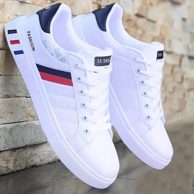 Men's Low-Top Skateboarding Sneakers - Breathable Synthetic Upper Durable Pvc Sole Round Toe Design Suitable for Casual and Formal Wear Skateboard Shoes Casual Shoes Stylish Lace-Up Design Equipped with Comfortable Fabric Insoles.