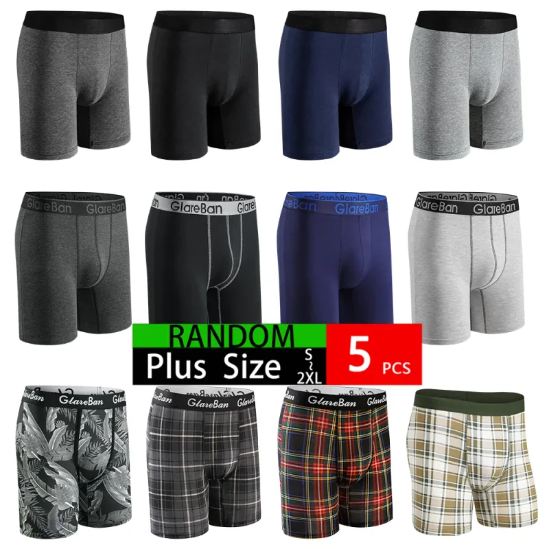 5pc ensemble mi-long coton aléatoire Boxer Shorts hommes sous-vêtements hommes caleçons pour hommes Boxershorts Slips culottes douces slips de marque