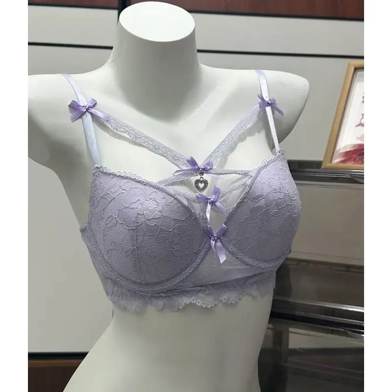 Magic Bust Boost Lace Bra Heart Pendant Decor Sexy Allure Women Underwear Push‑Up Lingerie S‑XL Size 32‑38AB Cups — image 2