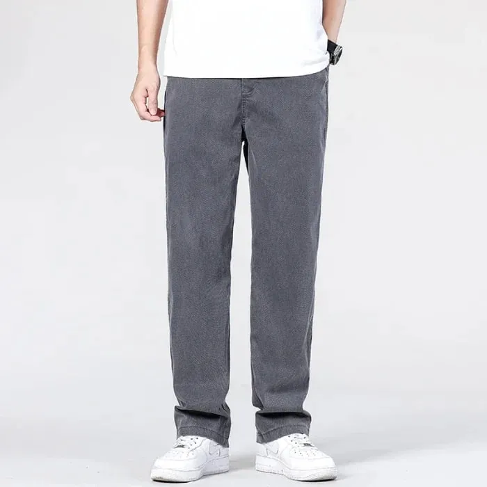 Summer New Baggy Jeans Men's Classic Thin Lyocell Fabric High Quality Straight Casual Pants Soft Denim Trousers Coffee Blue Gray