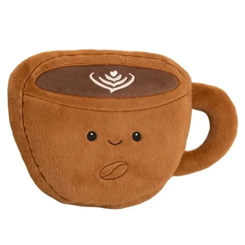 U13F Coffee Bean Plush Doll Soft Short Plush Pillow with PP Cotton Filled Decorative Throw Pillow for Bedroom Couch Desk