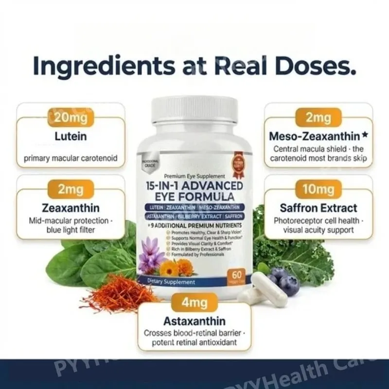 15 in 1 Advanced Eye Health Support Supplement with Lutein Zeaxanthin Astaxanthin – Daily Vision Nutrition Capsules — image 4