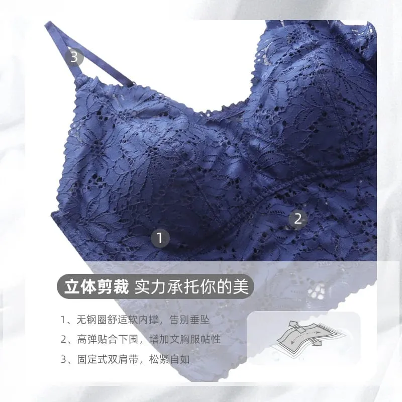 One-Piece Vest Bra Hollow outVCollar Lace Sexy Lingerie Straps Wireless Bra for Women — image 6