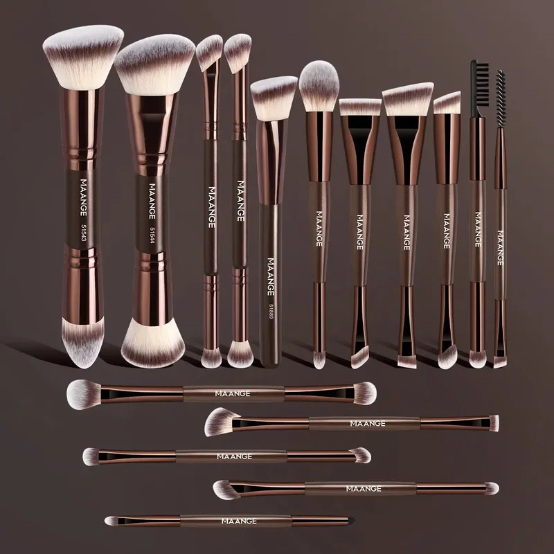 16pcs Face Brushes Set Foundation Blush Concealer Eye Shadow Brushes Multi-Purpose Brush Set Kabuki Brush Festival Gift
