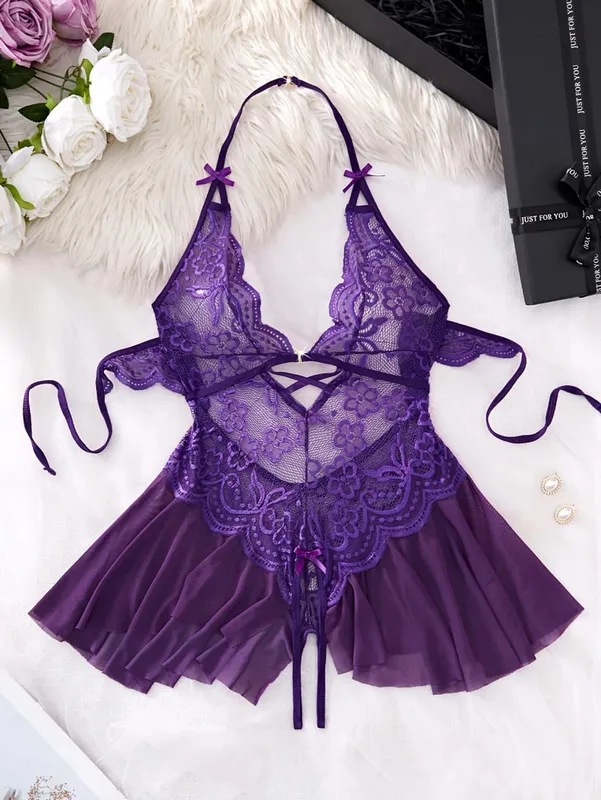 Halter-neck Sexy Bra With Adjustable Straps Open-Back One-Piece Underwear Best-Selling Erotic Lingerie For Women Intimacy Set