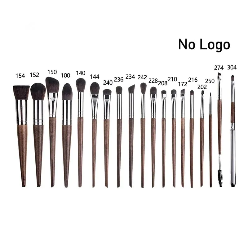 Naturligt træ Øjenmakeup børster hele sæt Pro Crease Øjenskygge Make-up kit smudge highlighter øjenbryn Læbevippebørste praktisk