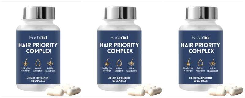 BushAid Hair Nutrition Capsules with Biotin Hydrolyzed Keratin Peptides Zinc and L-Leucine for Daily Hair Wellness 60 Count