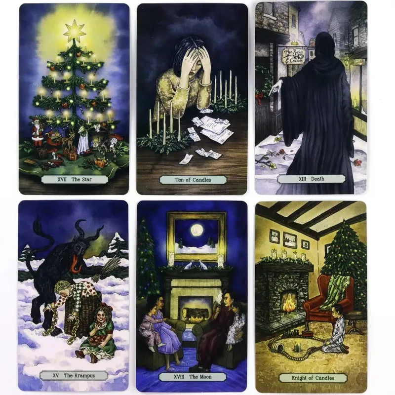Yuletide Tarot Cards 78 PCS Christmas Holiday Winter Solstice Tarot Deck Divination Fortune Telling Oracle Board Game Gift