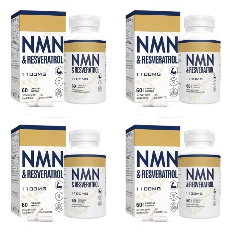 NMN & Resveratrol Capsules Antioxidant Complex Supplement with Black Pepper Extract 1100mg 60 Capsules