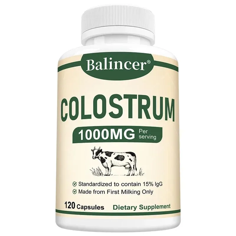 Colostrum 1000mg Capsules Support Gut Digestive Health Immune Defense Muscle Recovery Focus Skin Hair & Nails Wellness