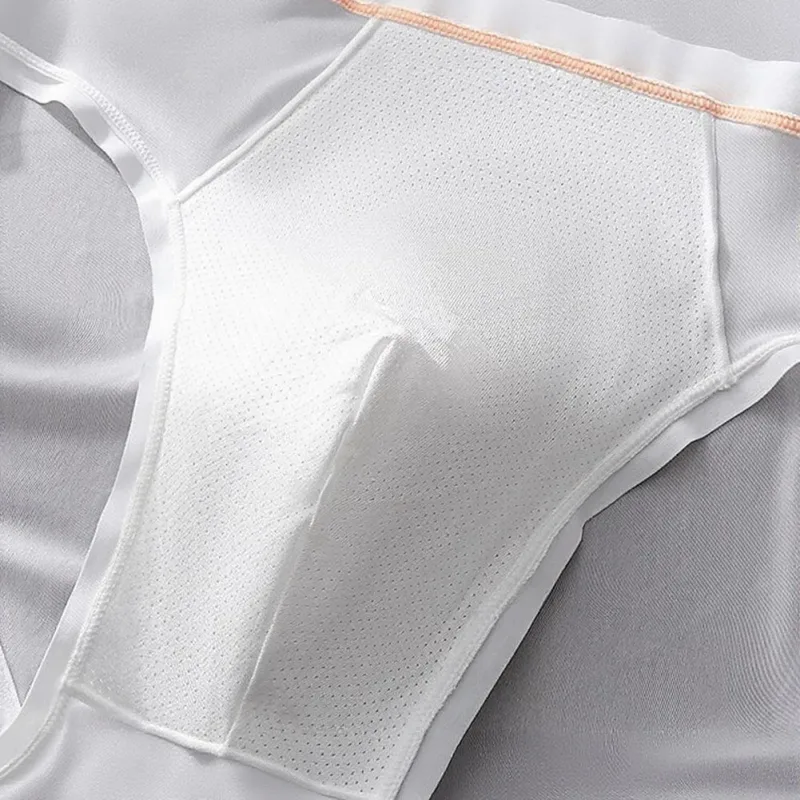 Men's Seamless Ice Silk Briefs Underwear Bulge Pouch Solid Breathable Panties Calzoncillos Hombre Slips Male Panties