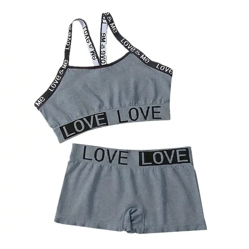 1Set Casual Letter Women Seamless Bra Set V-Neck Breathable Lingerie Set Elastic Comfortable Sport Brassiere — image 8